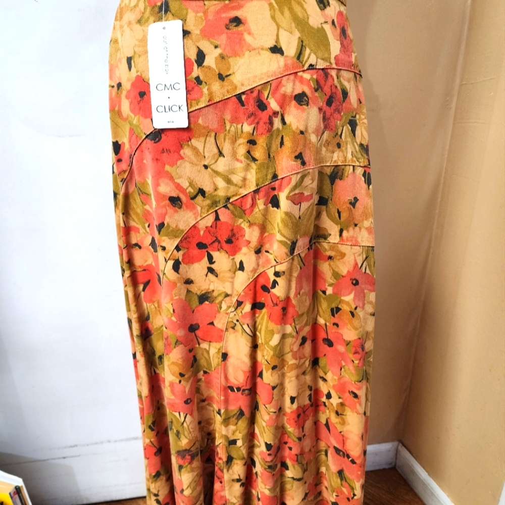 CMC Click vintage Autumn Maxi Flare Skirt - Picture 3 of 7